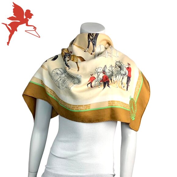 AUTHENTIC HERMES Vintage Les Haras Nationaux Equestrian Silk Scarf - Picture 2 of 11